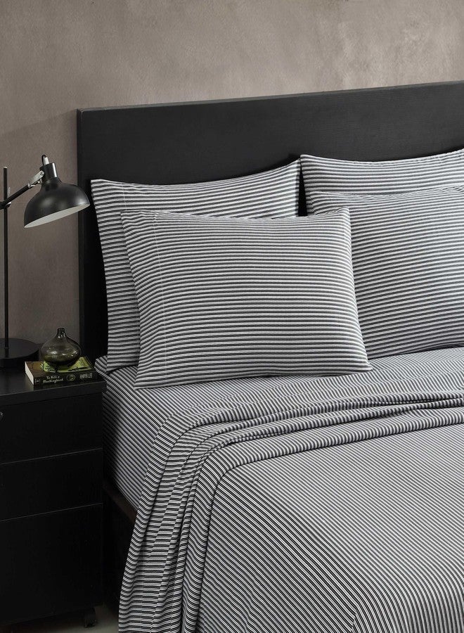 Kenneth Cole - Queen Sheet Set, Super Soft Wrinkle-Resistant Bedding with Bonus Pillowcases, Striped Home Decor, Oeko-Tex Certified (Twill Stripe Texture Black, Queen) - Image 3