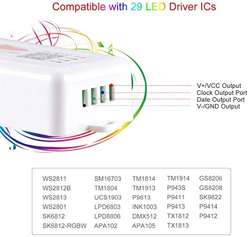 VIPMOON SP107E Music Bluetooth Led Controller for WS2812B WS2811 WS2813 WS2815 SK6812 Addressable Led Lights - Image 4
