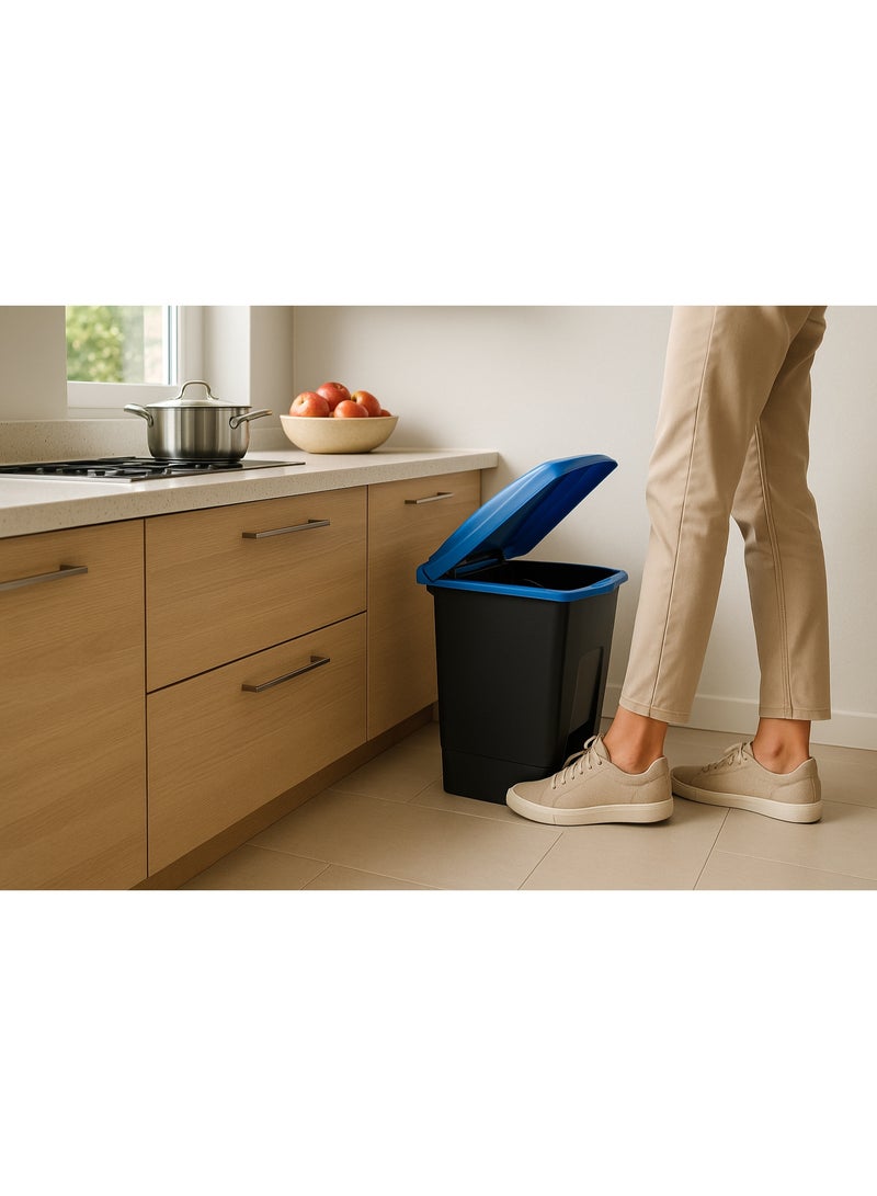 بلانيت حاوية نفايات مستطيلة بسعة 50 ليتر بدواسة قدم ومقبض خلفي من بلاستيك صلب باللون ازرق - Image 5
