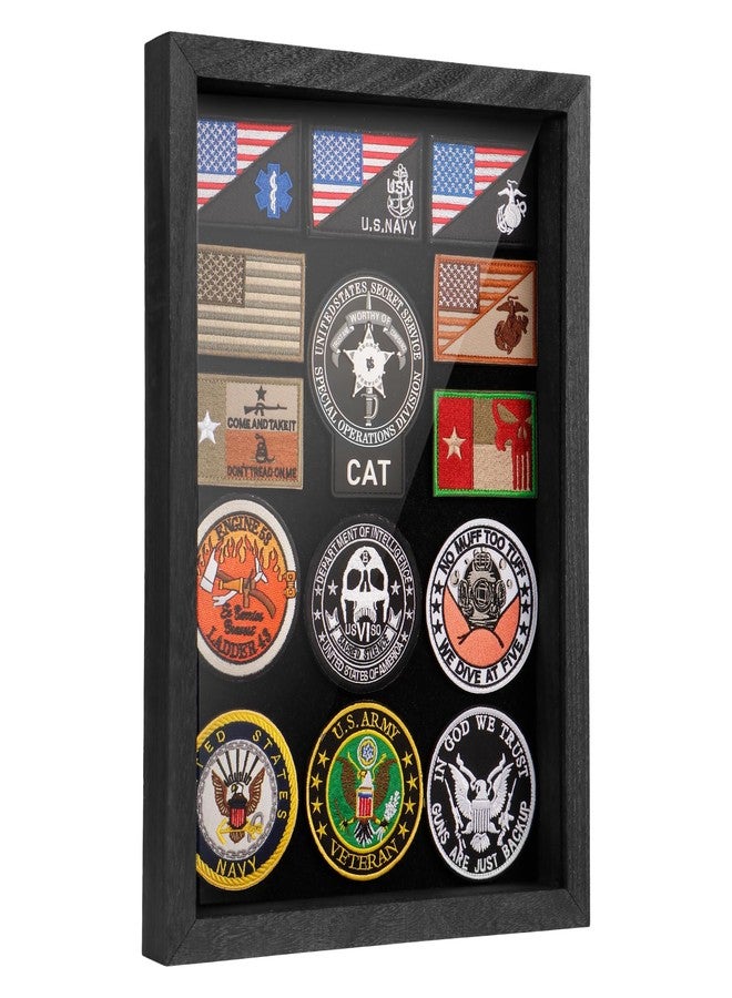 swakuszy Patch Display Case Wall Mount - Black Wooden Patch Display Board for Velcro Patch , Military Patch Display & Police Patch Display, 1.16 x 12 x 1.7 in - Image 1