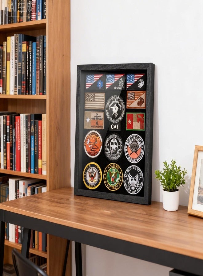 swakuszy Patch Display Case Wall Mount - Black Wooden Patch Display Board for Velcro Patch , Military Patch Display & Police Patch Display, 1.16 x 12 x 1.7 in - Image 5