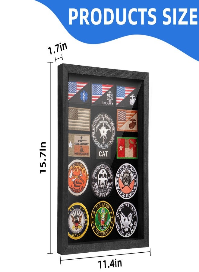 swakuszy Patch Display Case Wall Mount - Black Wooden Patch Display Board for Velcro Patch , Military Patch Display & Police Patch Display, 1.16 x 12 x 1.7 in - Image 4