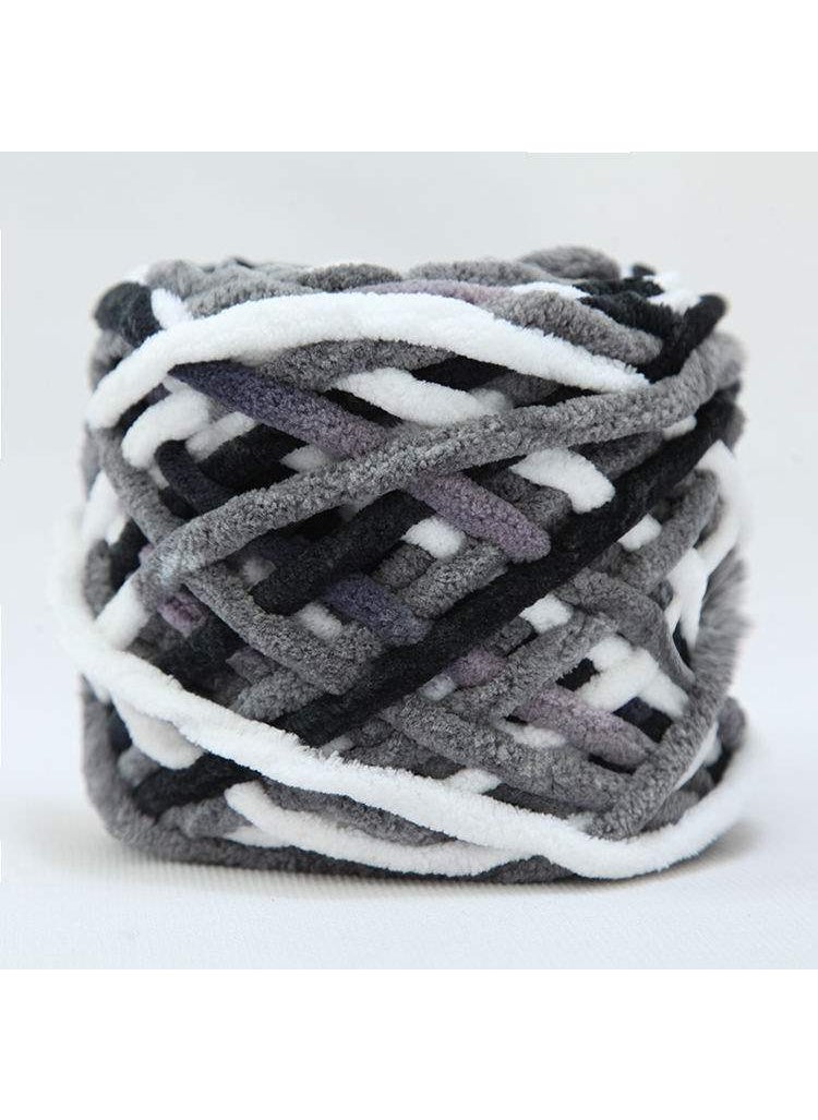 Generic - Ice Cream Striped Soft Thick Yarn Handmade Diy Knitted Scarf Yarn Ball Crochet Hook Slipper Self-knitted Ball 28 black and gray - Image 1