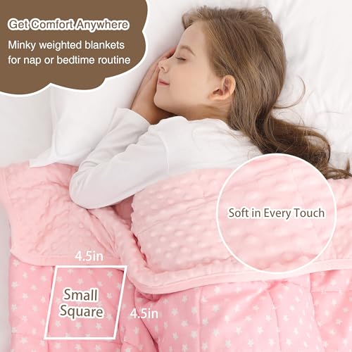 Alomidds Weighted Blanket Kids 3lb 36"x48", Minky Dots Small Weighted Blanket, Comfort Breathable Soft Throw Heavy Blanket for Sleeping, Pink Star - Image 4