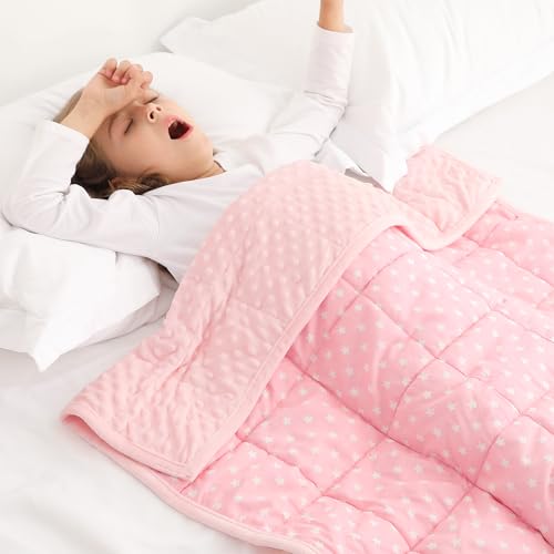 Alomidds Weighted Blanket Kids 3lb 36"x48", Minky Dots Small Weighted Blanket, Comfort Breathable Soft Throw Heavy Blanket for Sleeping, Pink Star - Image 2