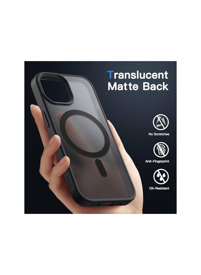 JETech Magnetic Case for iPhone 15 6.1-Inch Compatible with MagSafe, Translucent Matte Back Slim Shockproof Phone Cover (Black) - Image 4