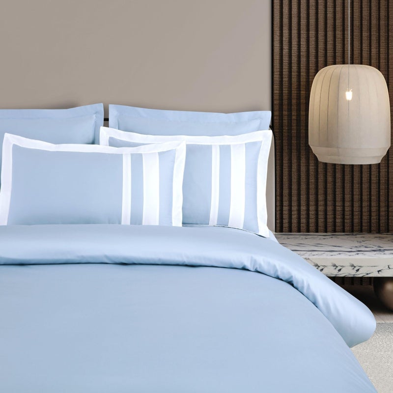 Malako Luxe Oslo 100% Cotton King Size Bedsheet with 4 Pillow Covers (Pigeon Blue) - Image 1