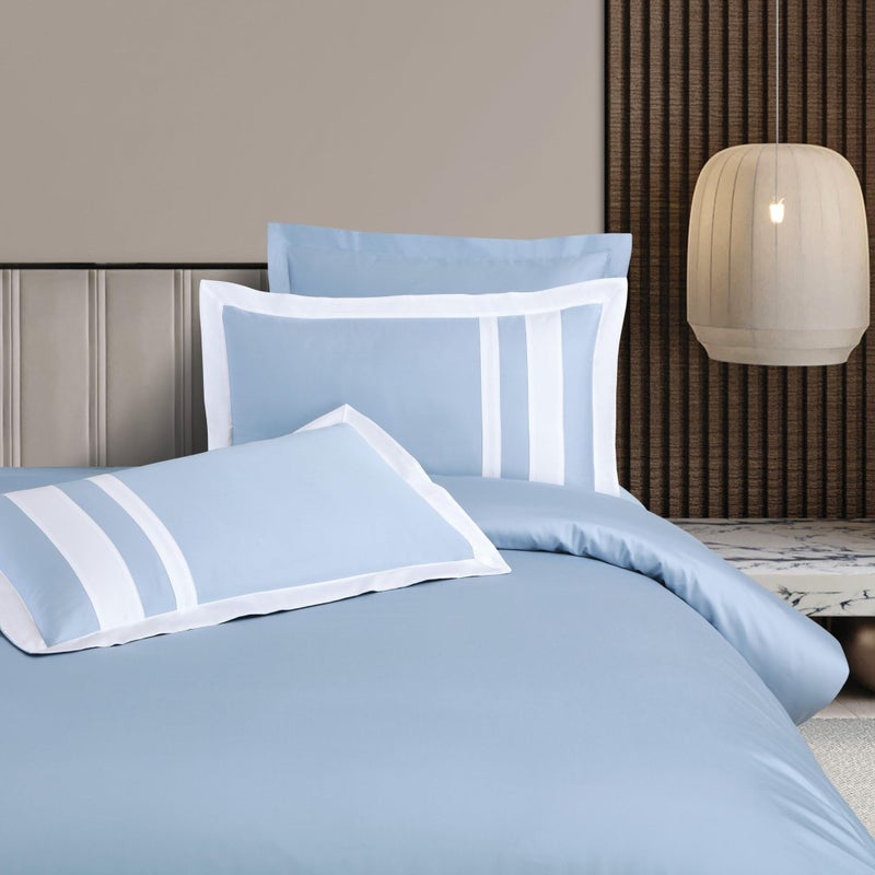 Malako Luxe Oslo 100% Cotton King Size Bedsheet with 4 Pillow Covers (Pigeon Blue) - Image 2