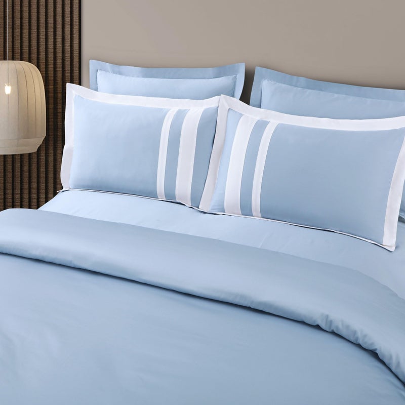 Malako Luxe Oslo 100% Cotton King Size Bedsheet with 4 Pillow Covers (Pigeon Blue) - Image 3