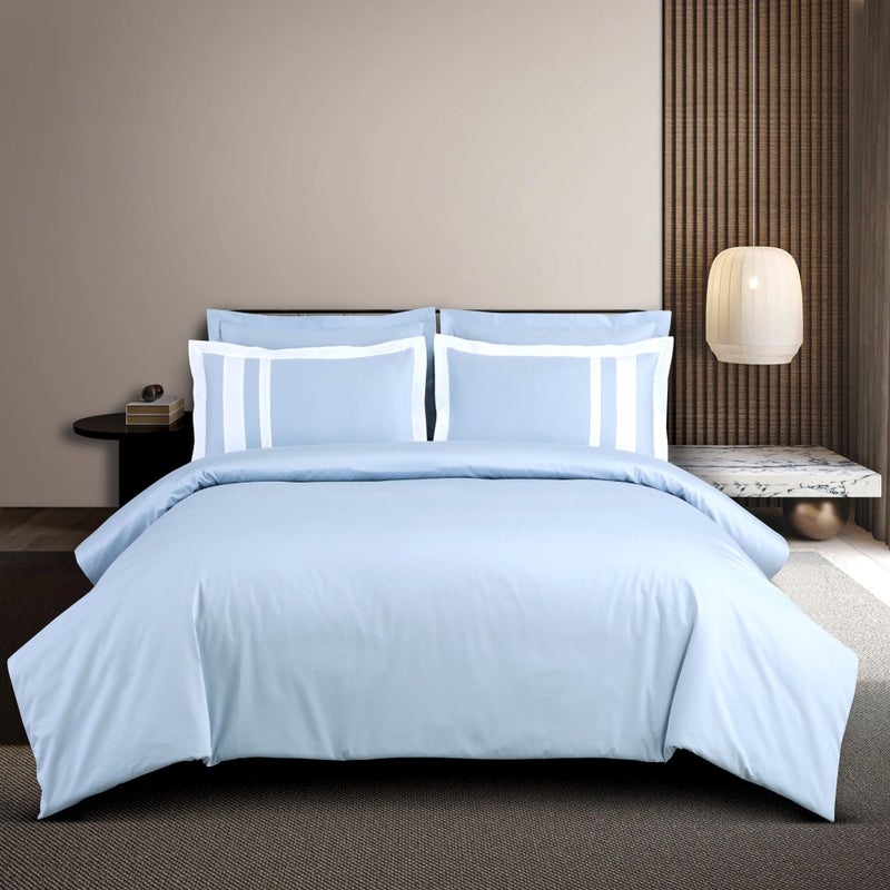 Malako Luxe Oslo 100% Cotton King Size Bedsheet with 4 Pillow Covers (Pigeon Blue) - Image 4