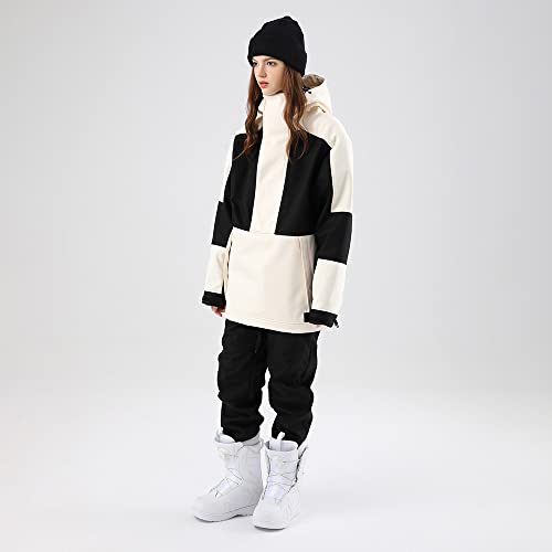 SEARIPE Women Ski Jacket and Pants Set Waterproof Hood Ski Suits Windproof Snowsuits for Winter Sports(T2152,WT+BK,S) - Image 3