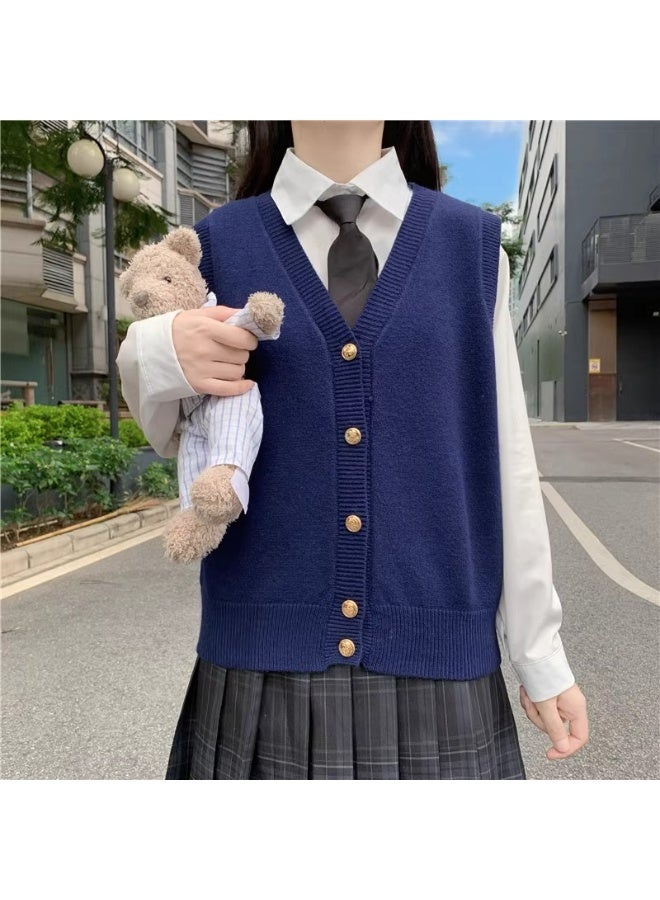 NIBEMINENT Sweater Vest Spring Autumn Warm Fashin Korean Soft Loose Knit Vest V-neck Knitwear Pullovers Short Style Sweater Vest - Image 2