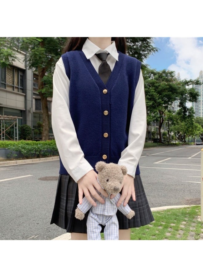 NIBEMINENT Sweater Vest Spring Autumn Warm Fashin Korean Soft Loose Knit Vest V-neck Knitwear Pullovers Short Style Sweater Vest - Image 1