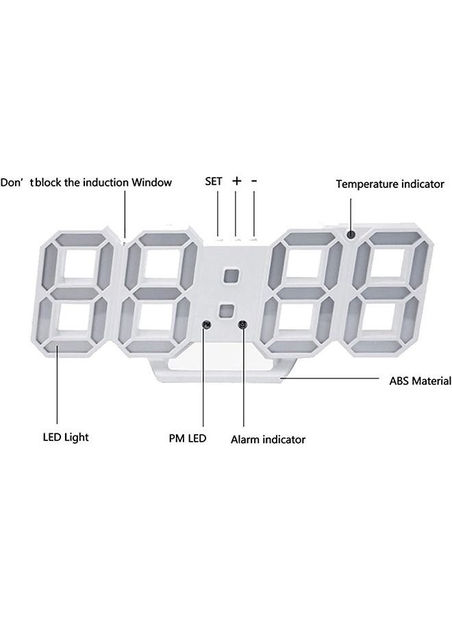 PADOM - Padom 3D LED Digital Clock Glowing Night Mode Brightness Adjustable Electronic Table Clock 24 Or 12 Hour Display Alarm Clock Wall Hanging - Image 1