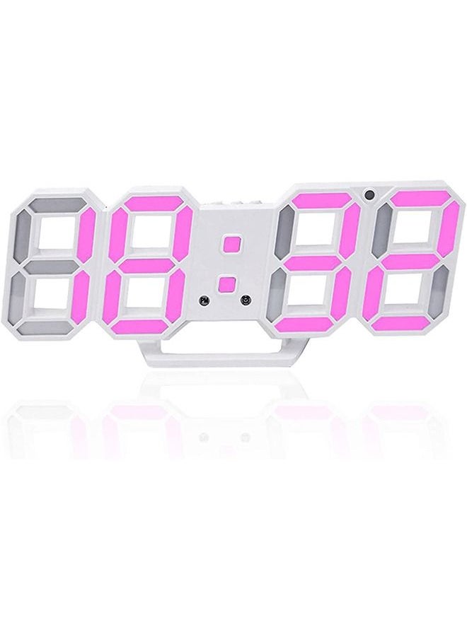 PADOM - Padom 3D LED Digital Clock Glowing Night Mode Brightness Adjustable Electronic Table Clock 24 Or 12 Hour Display Alarm Clock Wall Hanging - Image 1