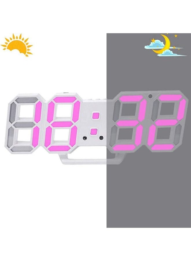 PADOM - Padom 3D LED Digital Clock Glowing Night Mode Brightness Adjustable Electronic Table Clock 24 Or 12 Hour Display Alarm Clock Wall Hanging - Image 1