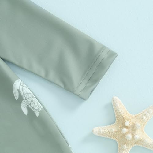 Socutebabe Toddler Infant Baby Boys Swimsuit Kids Rash Guard One Piece Newborn Zipper Bathing Suit Swimwear with Hat (Turtle Green,0-3 Months) - Image 5