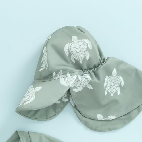 Socutebabe Toddler Infant Baby Boys Swimsuit Kids Rash Guard One Piece Newborn Zipper Bathing Suit Swimwear with Hat (Turtle Green,0-3 Months) - Image 4