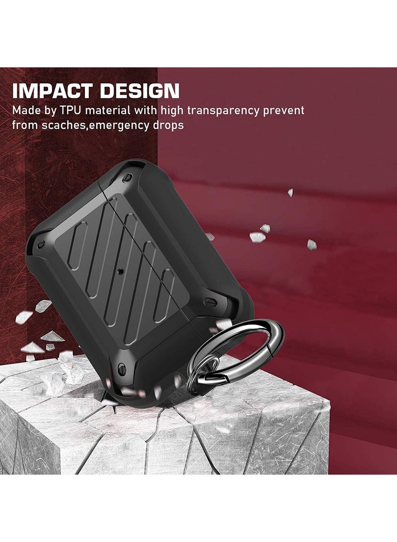 ANYOGRO AirPods Pro Case Cover with Keychain Full Body Protective Shockproof Hard Shell, Compatible with Airpods Pro 1st 2019Case for Women Men Front LED Visible Black/Black - Image 3