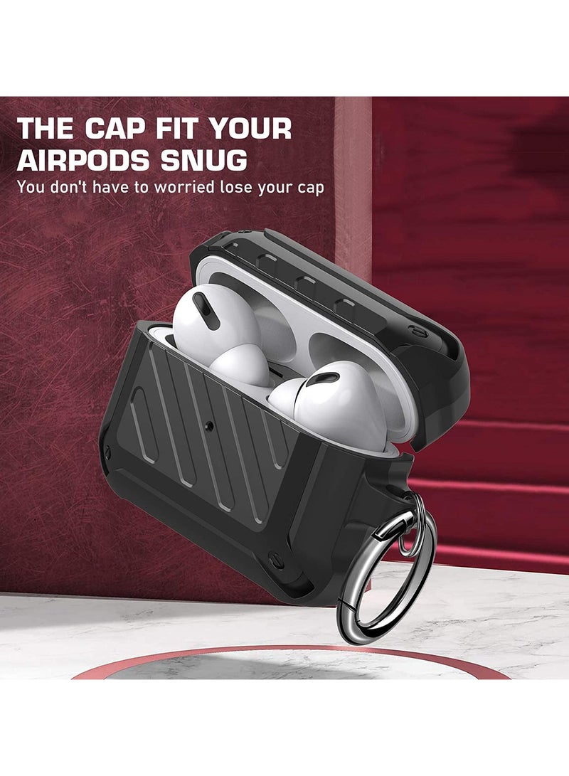 ANYOGRO AirPods Pro Case Cover with Keychain Full Body Protective Shockproof Hard Shell, Compatible with Airpods Pro 1st 2019Case for Women Men Front LED Visible Black/Black - Image 4