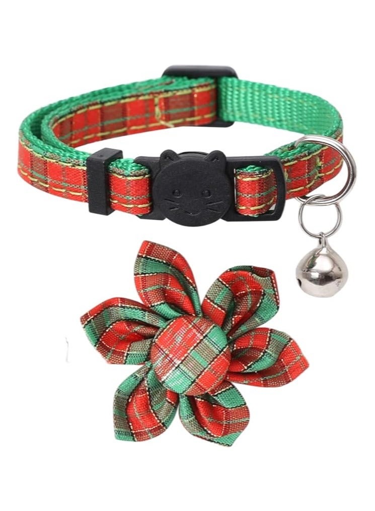 A.M Cat Collar Breakaway With Cute Sunflower Accessories and Bell For Kitty Adjustable Safety Plaid - Image 2