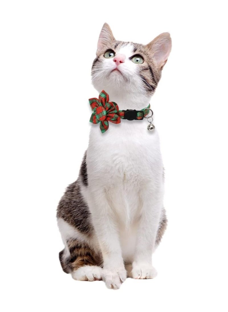 A.M Cat Collar Breakaway With Cute Sunflower Accessories and Bell For Kitty Adjustable Safety Plaid - Image 5
