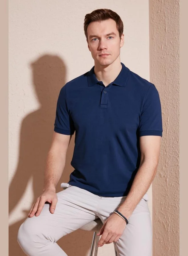 بوراتي تيشيرت بولو قطن رجالي بقصة عادية