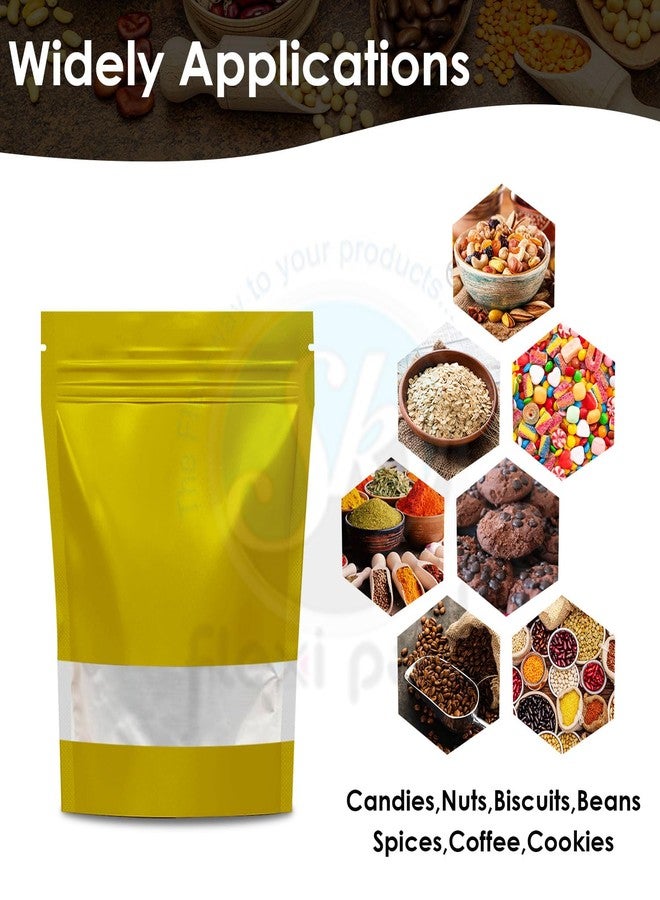 SKY FLEXI PACK Matte Gold Zip Lock Stand Up Pouches | 20x30.5 cm | 1.5KG | Pack of 10 | Reusable Airtight Polyester Storage Bags with Transparent Window | Leakproof Self-Sealing Multi-Purpose Pouch - Image 4