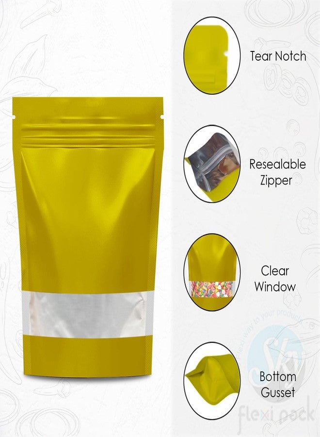 SKY FLEXI PACK Matte Gold Zip Lock Stand Up Pouches | 20x30.5 cm | 1.5KG | Pack of 10 | Reusable Airtight Polyester Storage Bags with Transparent Window | Leakproof Self-Sealing Multi-Purpose Pouch - Image 3
