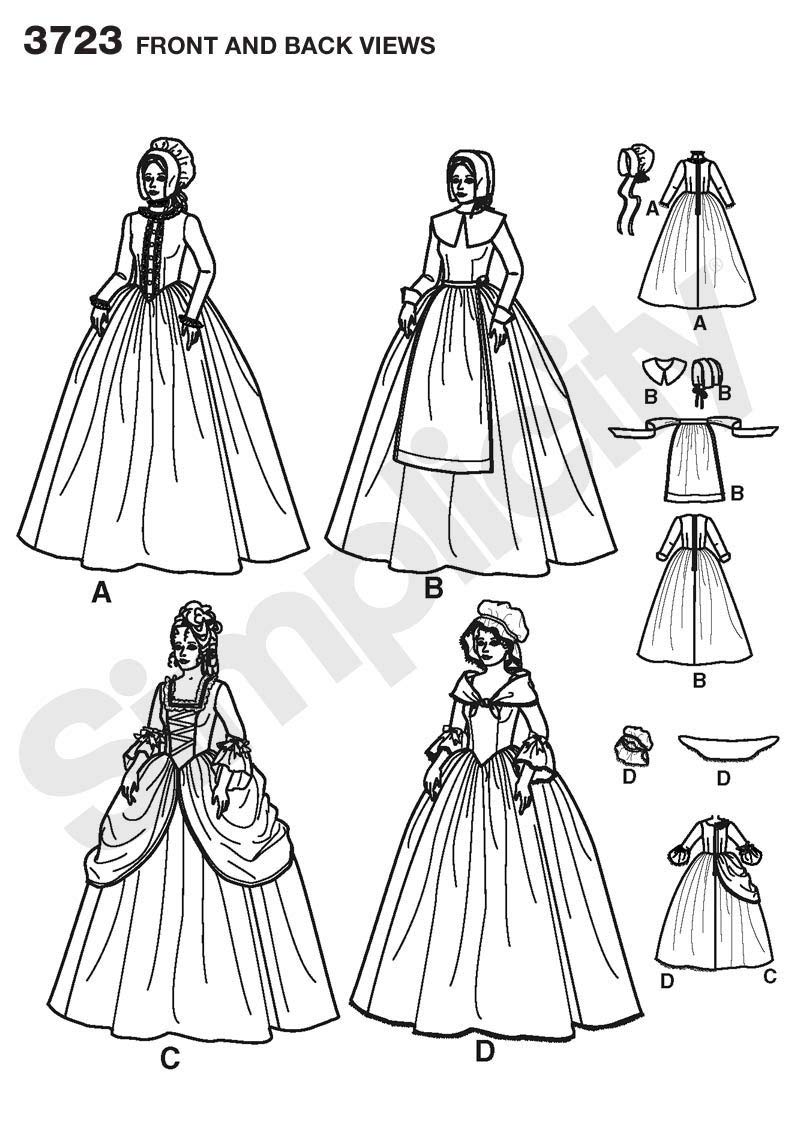 Simplicity 3723 Historical Pioneer Sewing Pattern for Women by Andrea Schewe, 6-12 - Image 4