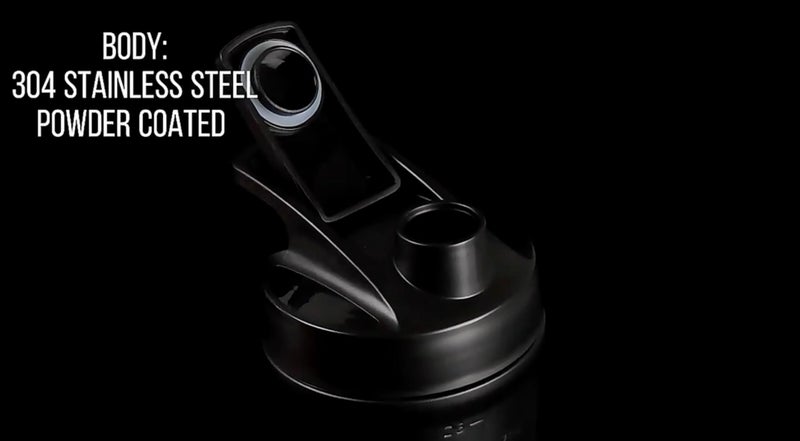 SwolverineÂ® Stainless Steel Shaker | Black on Black Stainless Steel Protein Shaker Bottle - Image 4
