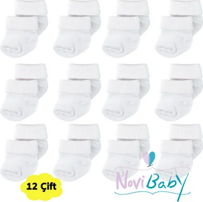 نوفيبيبي 12 Pack Bamboo Newborn Baby Socks I Snow White I Girl Boy White Baby Socks