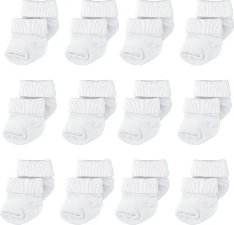 نوفيبيبي 12 Pack Bamboo Newborn Baby Socks I Snow White I Girl Boy White Baby Socks