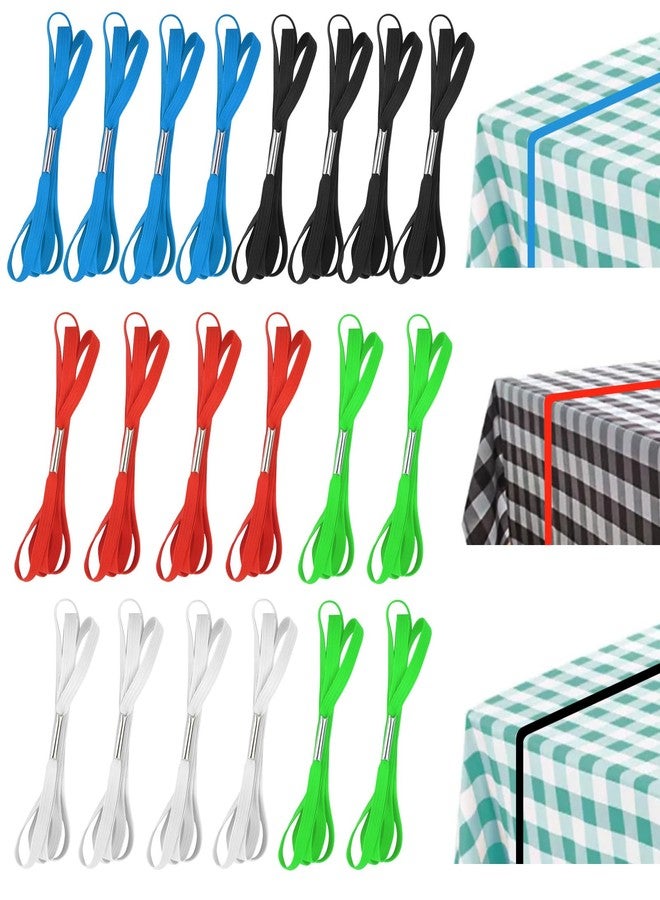 funkawa Table Bungees Tablecloth Strap Band 5 Colors Elastic Table Bungees Tablecloth Bungee Cord Straps to Hold Down Table Cloth for Picnic, Camping, Outdoor Tables, Wedding, Parties - Image 1