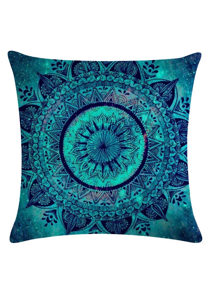 Boho Geometric Beach Painting Pillow Cover Linen Blue 45x45cm