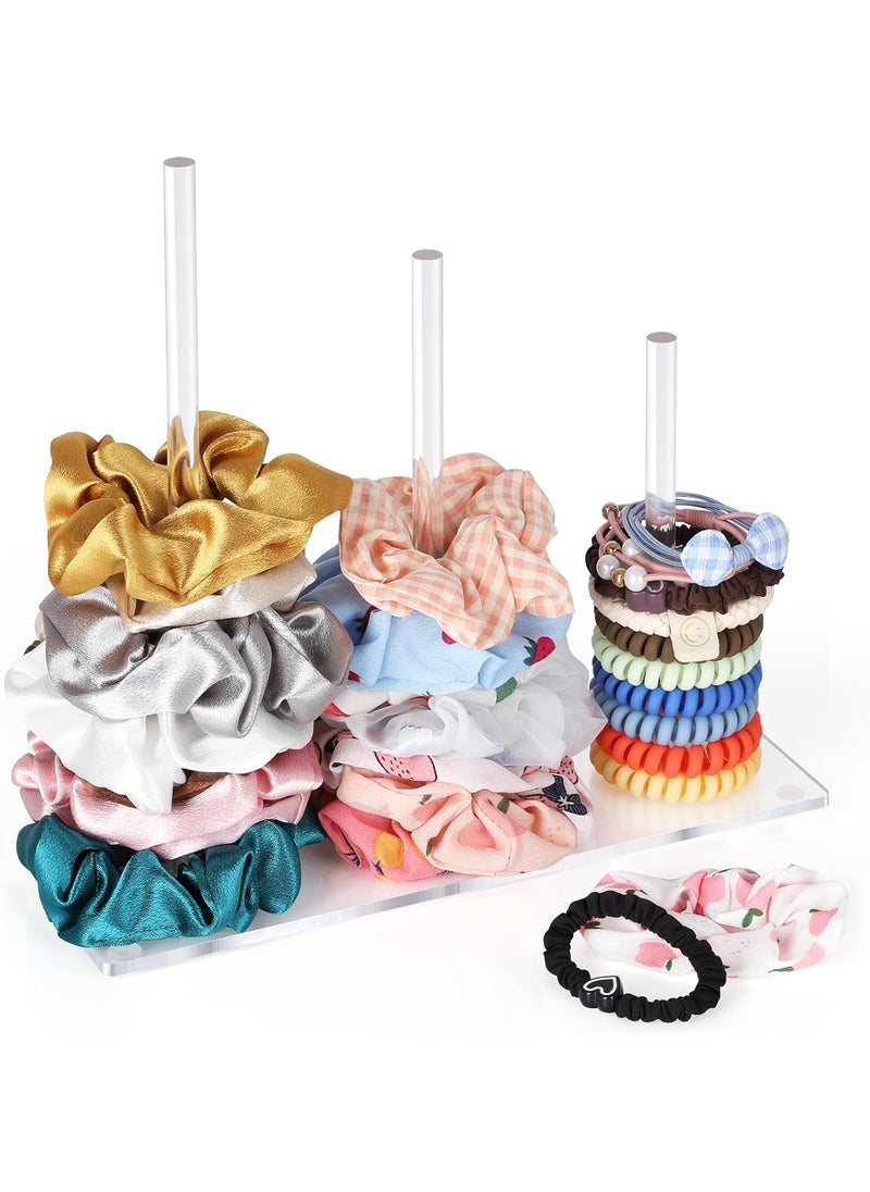 Suneerplay - 3Tiers Scrunchie Holder Stand Acrylic Hair Ties Organizer Clear Hair Bands Tower Hair Elastics Storage Organizer Hair Accessories Organizer Scrunchie Display Holder for Women and Girls - Image 1