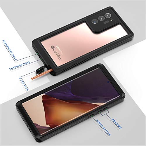 Lanhiem Galaxy Note 20 Ultra Case, IP68 Waterproof Dustproof Shockproof Case with Built-in Screen Protector, Full Body Sealed Underwater Protective Cover for Samsung Note 20 Ultra 6.9 inch, Black - Image 5