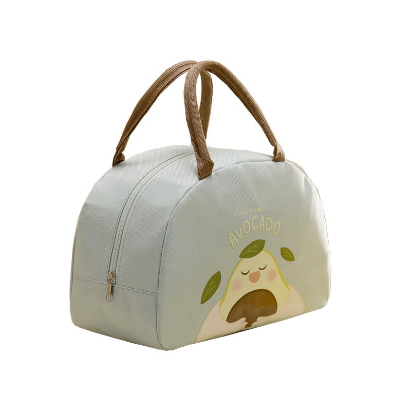 Cute Cartoon Large Capacity Insulated Lunch Bag Light Bean Green 