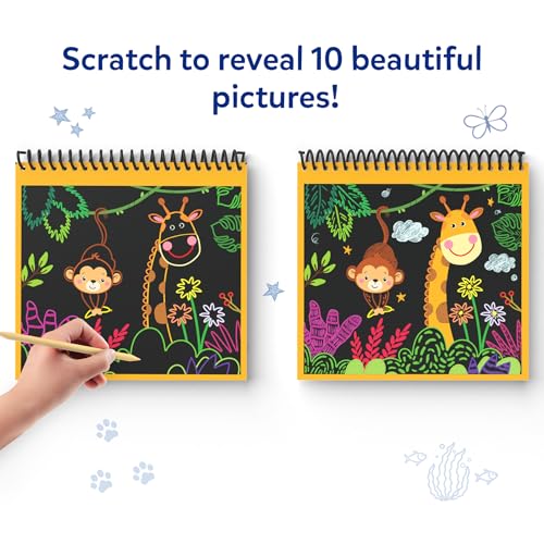 Skillmatics Scratch Art Book for Kids - Animals, Craft Kits & Supplies, 30+ Scratch Stickers, Travel Toys, DIY Kit, Gifts for Boys & Girls Ages 3, 4, 5, 6, 7, 8, Multicolour - Image 4