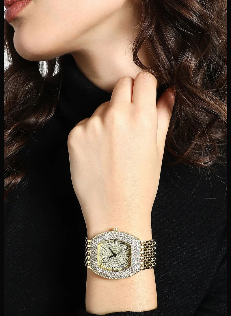 Haute Sauce Stainless Steel Strap Casual Oblong Analog Watch For Women