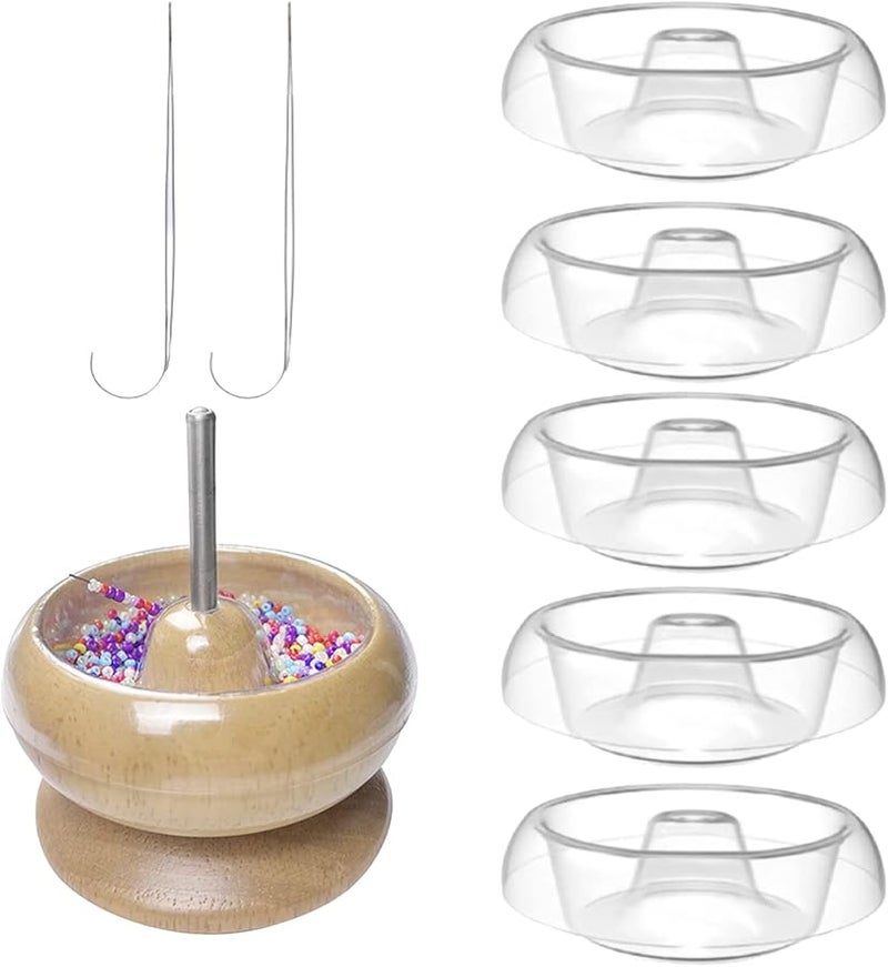 Wooden Bead Spinner Set With Clear Bowls And Needle For Jewelry Making Necklaces Bracelets - Image 2