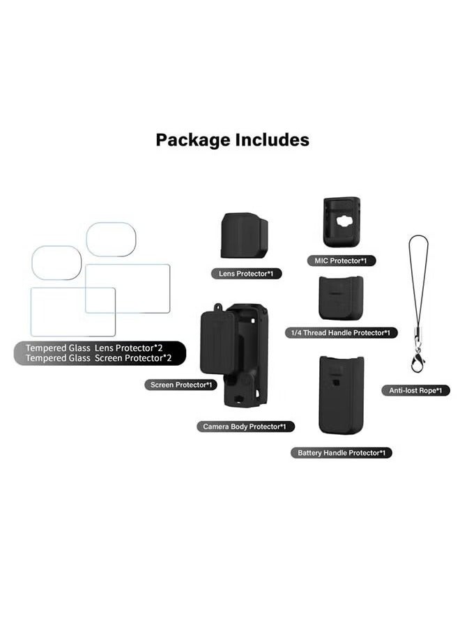 DJI OSMO Pocket 3 Accessory Kit, Silicone Protective Case Cover, Tempered Glass Screen Protector, Lens Protector  - Image 2