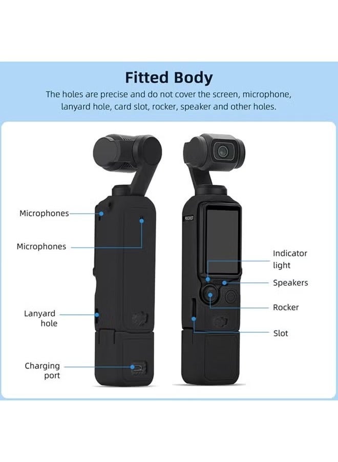 DJI OSMO Pocket 3 Accessory Kit, Silicone Protective Case Cover, Tempered Glass Screen Protector, Lens Protector  - Image 3