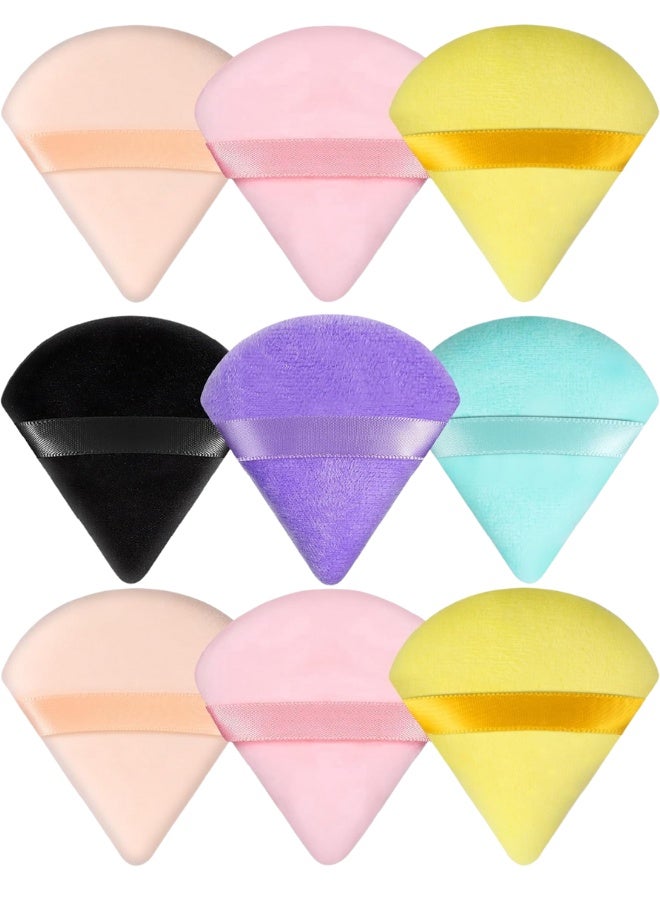 9 قطع من إسفنجة مكياج الوجه على شكل مثلث لوضع البودرة السائبة وكريم الأساس التجميلي - Image 1