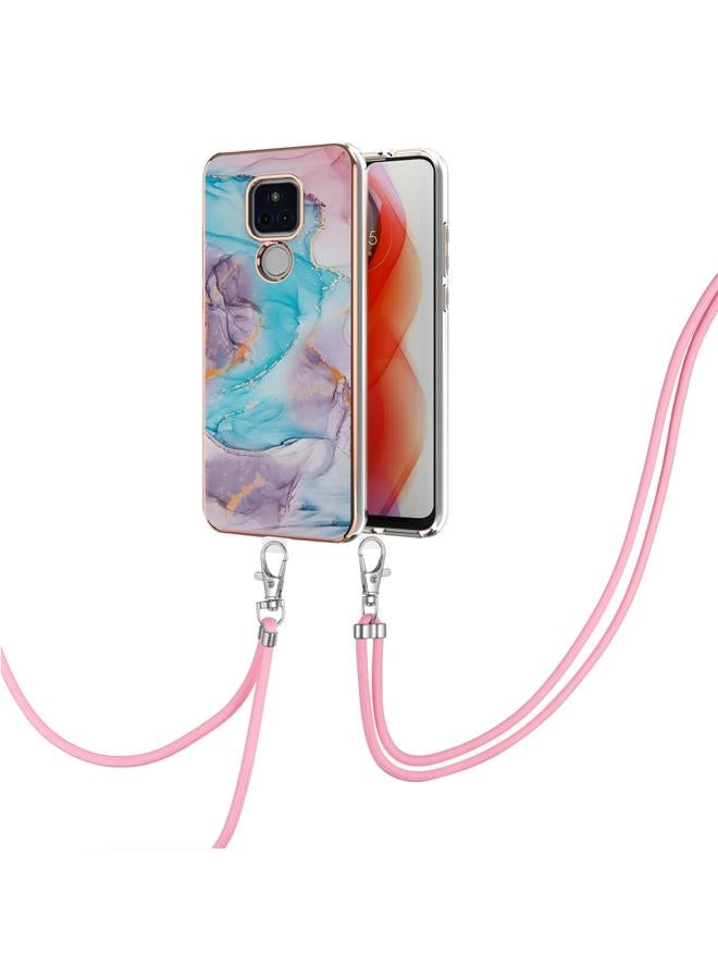 اس-توب جراب لهاتف Motorola Moto G Play 2021 بنمط طلاء كهربائي IMD TPU مقاوم للصدمات مع حبل للرقبة - Image 2