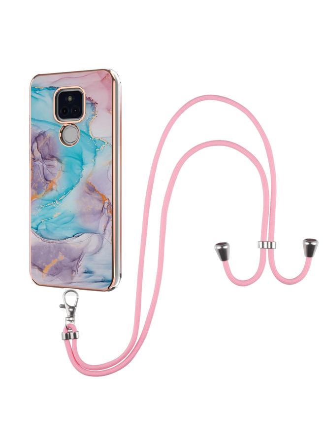 اس-توب جراب لهاتف Motorola Moto G Play 2021 بنمط طلاء كهربائي IMD TPU مقاوم للصدمات مع حبل للرقبة - Image 1