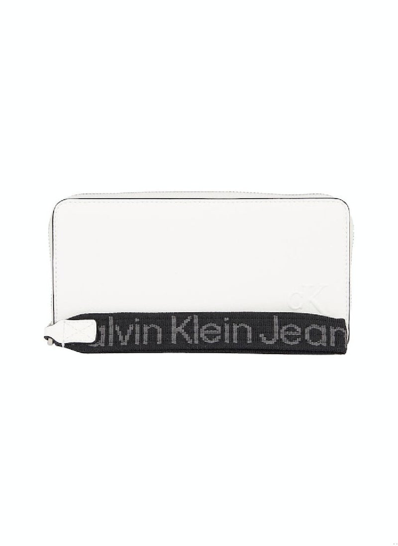 Calvin Klein Jeans - Women's RFID Wristlet Zip Around Wallet -  recycled faux leather, White - Image 1