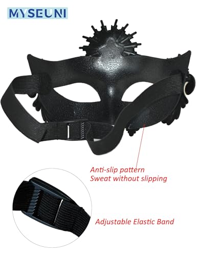 MYSEUNI 2025 New Black and Gold Masquerade Mask for Couples - Retro Roman Greek Venetian Mask & Metal Rhinestone Filigree Venetian Masks for Cosplay Halloween Party Mardi Gras Mascarade Ball - Image 3