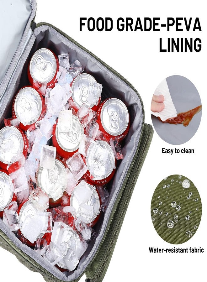MIER Mens Insulated Lunch Box, Dual Compartment Large Lunch Bag Coolers with Shoulder Strap for Men Women Adult to Office Work, Picnic, Travel, Outdoors, Army Green - Image 3