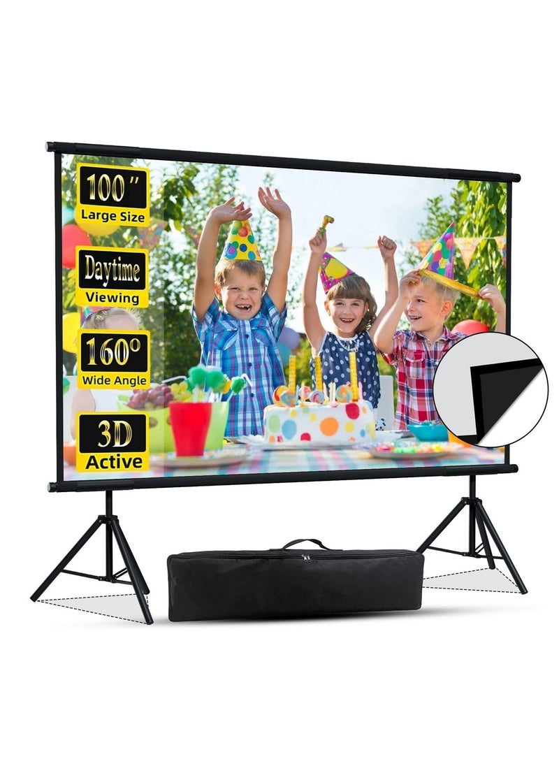 FlashHawk 2025 Upgraded 100inch Projector Screen for Daylight Viewing, Indoor Outdoor Portable 16:9 4K HD Movie Screen with Carry Bag  - Image 1